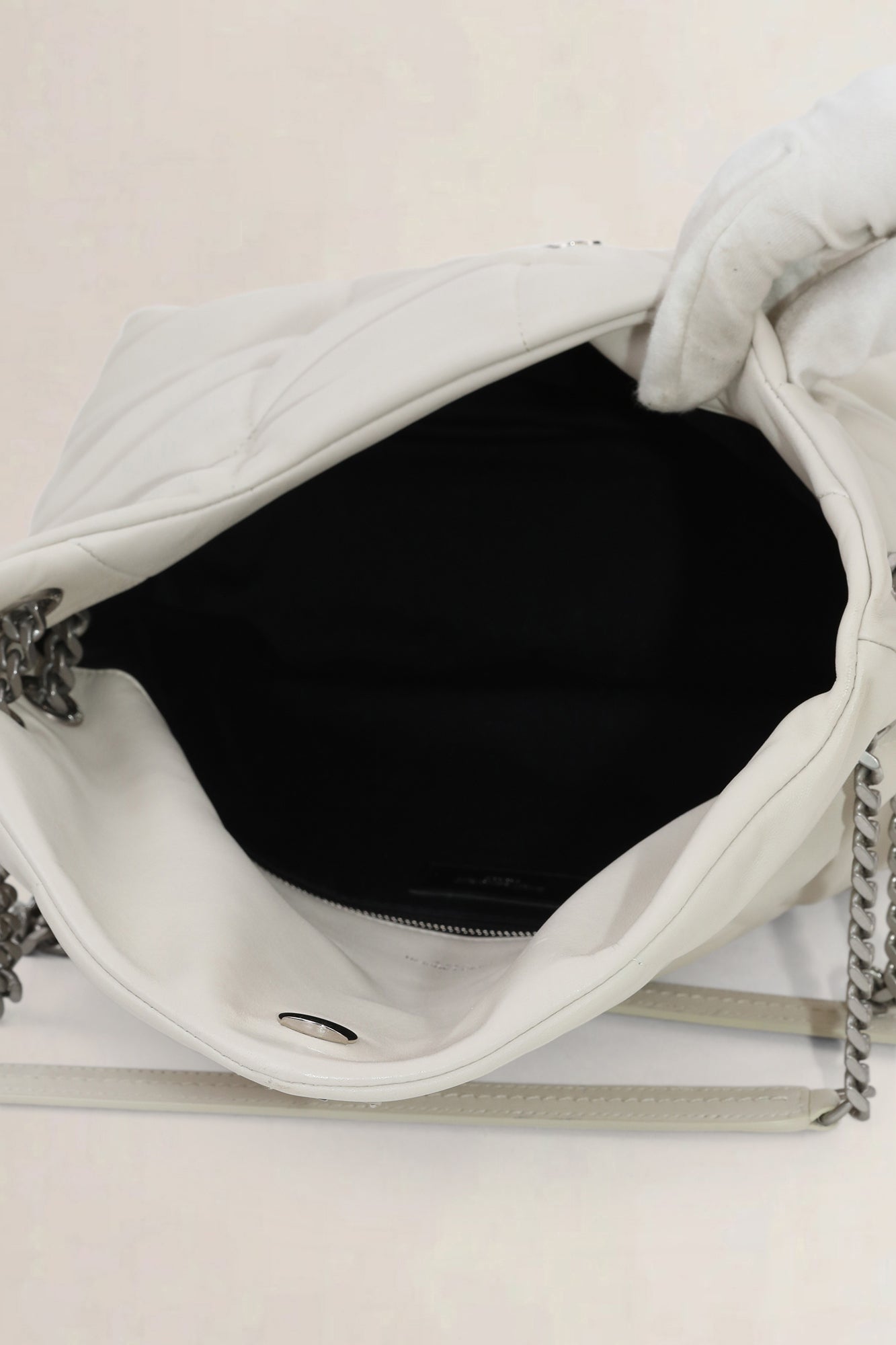 Saint Laurent White Loulou Large Shoulder Bag