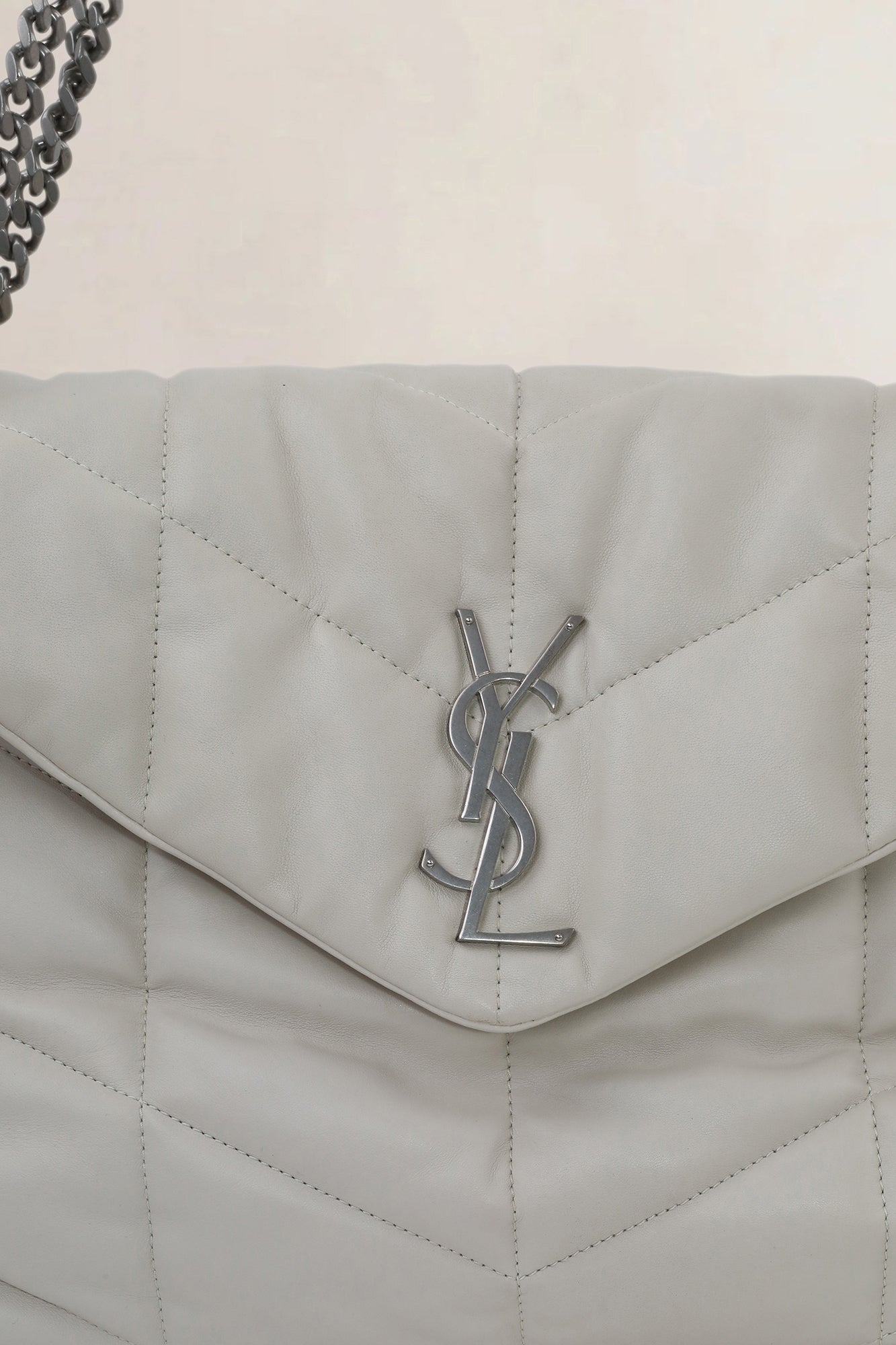 Saint Laurent White Loulou Large Shoulder Bag