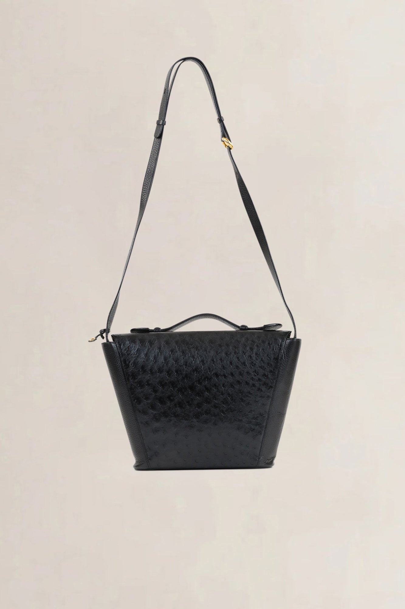 Delvaux Black Ostrich Leather Crossbody Bag