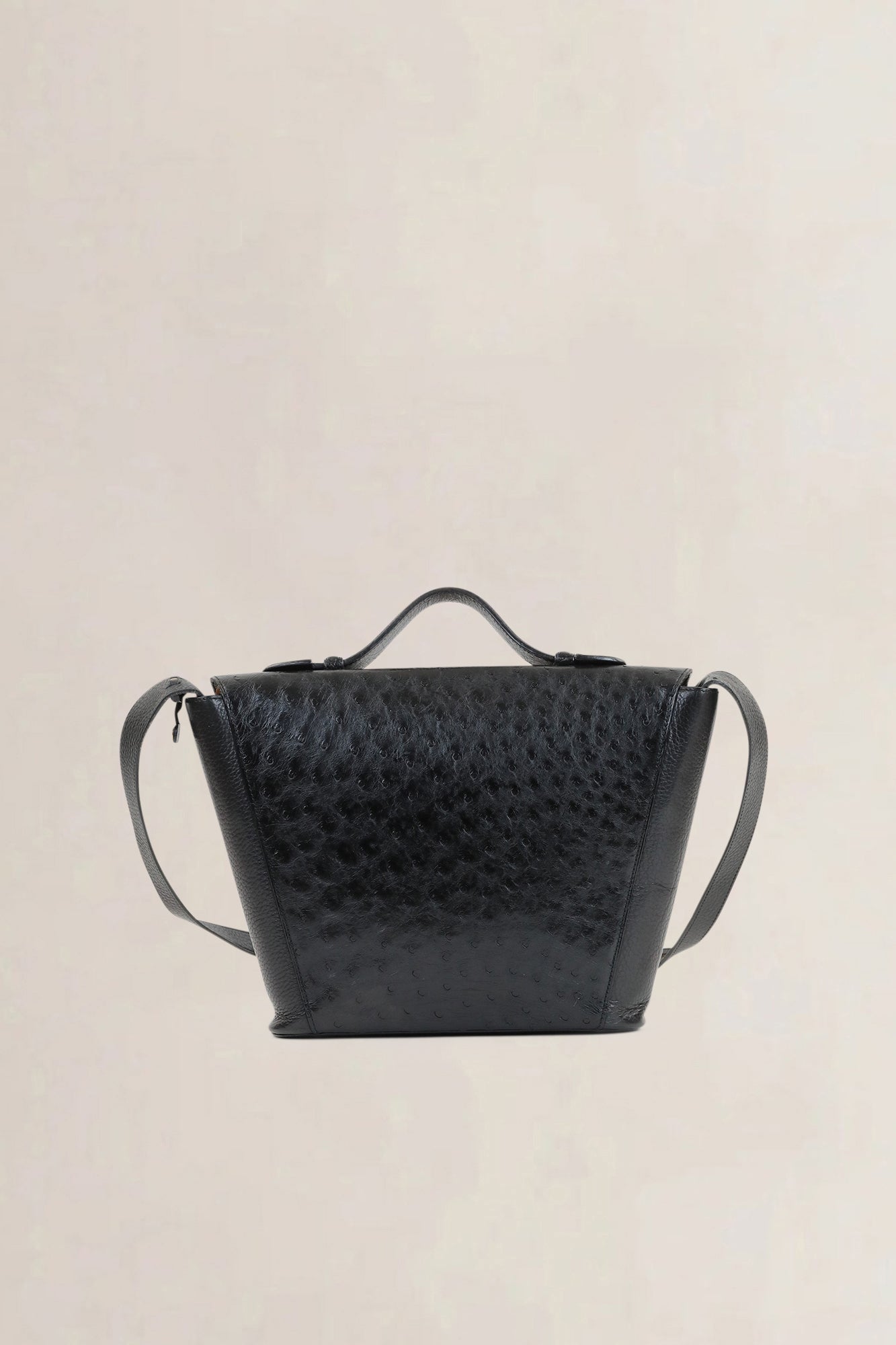 Delvaux Black Ostrich Leather Crossbody Bag