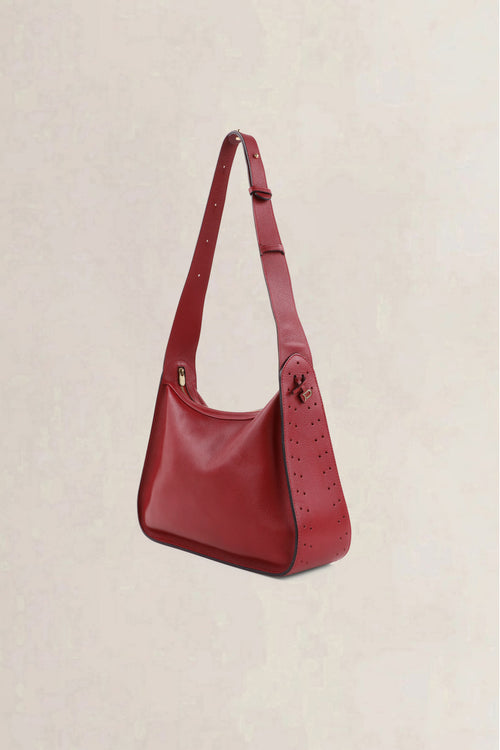 Delvaux Rosso Pensée Jumping Calf Shoulder Bag