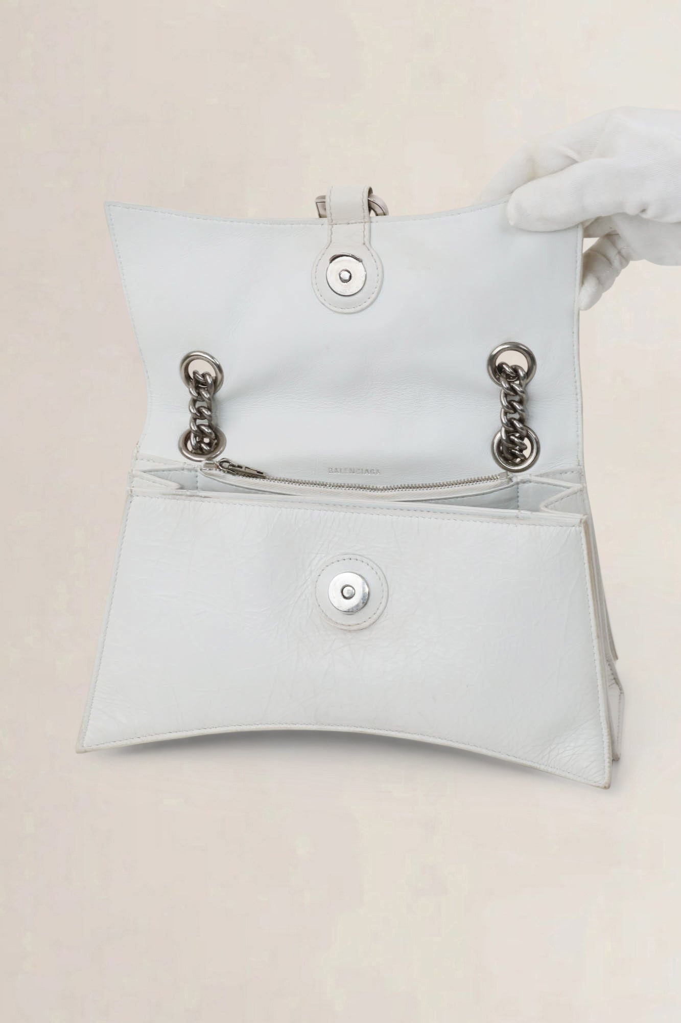 Balenciaga White Small Crush Chain Bag