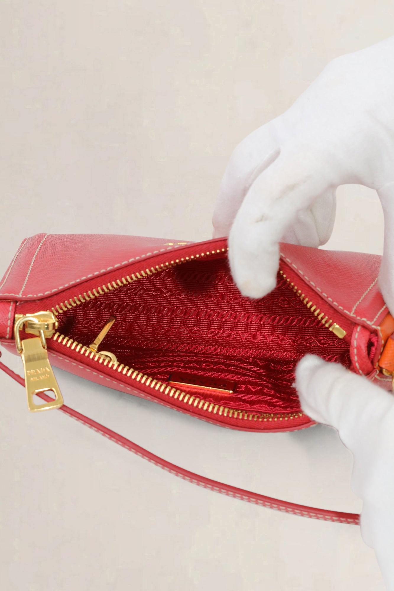 Prada Bicolor Saffiano Leather Shoulder Bag