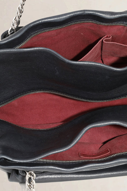 Chanel Black Leather CC Tuck Shopper Shoulder Bag