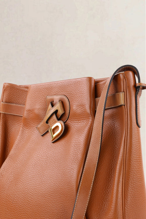 Delvaux Cognac Bannière Jumping Calf Crossbody Bag