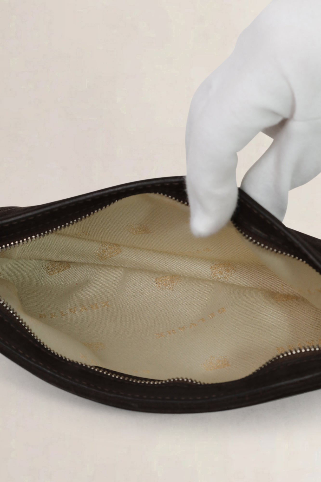 Delvaux Brown Nubuck Louise Pochette Bag