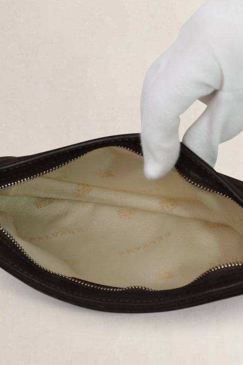 Delvaux Brown Nubuck Louise Pochette Bag