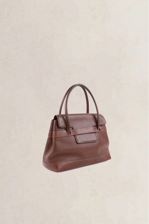Delvaux Dark Brown Deux Le Dix Top Handle Bag