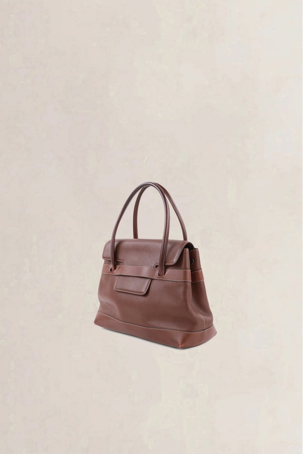 Delvaux Dark Brown Deux Le Dix Top Handle Bag