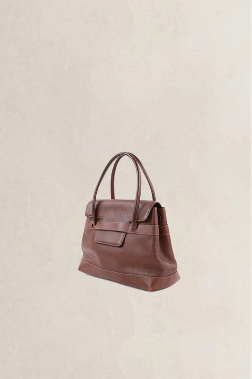 Delvaux Dark Brown Deux Le Dix Top Handle Bag