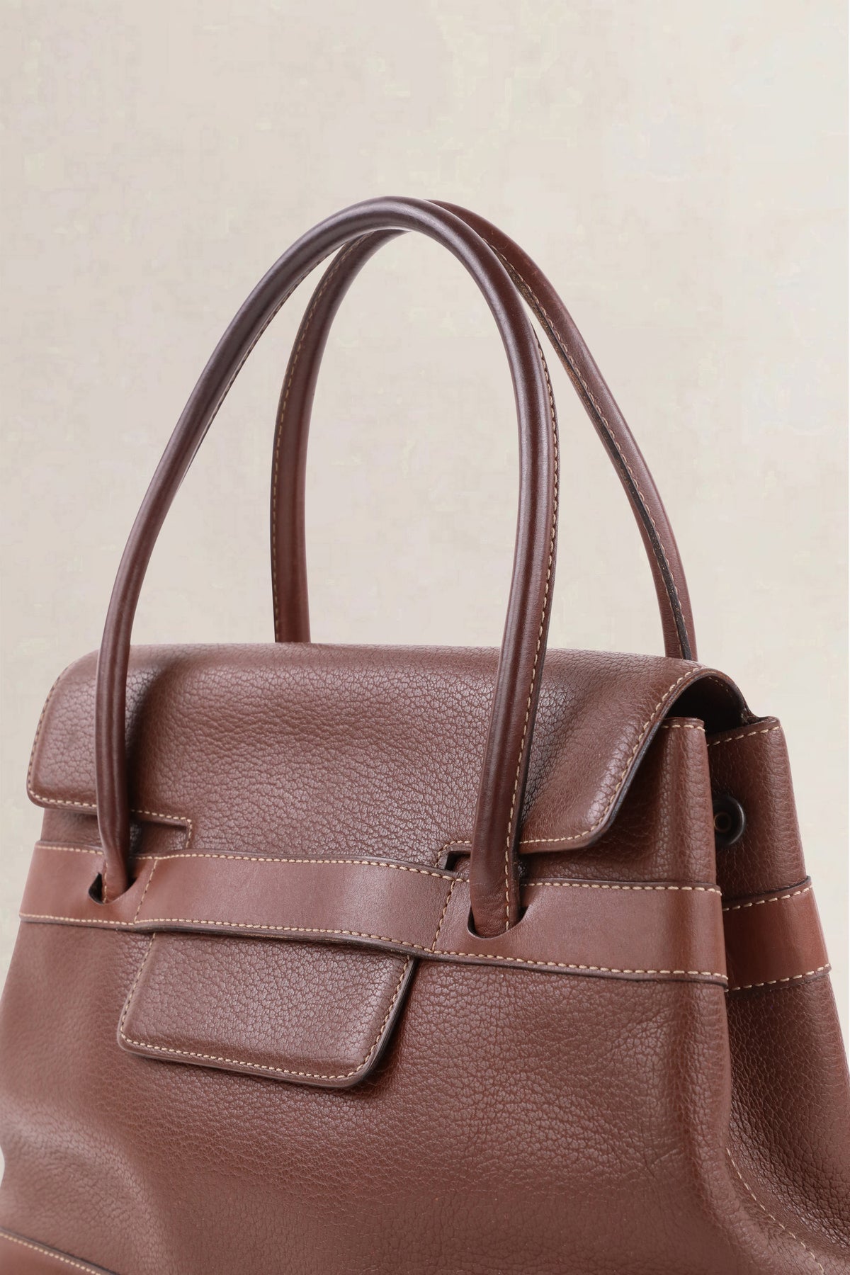 Delvaux Dark Brown Deux Le Dix Top Handle Bag