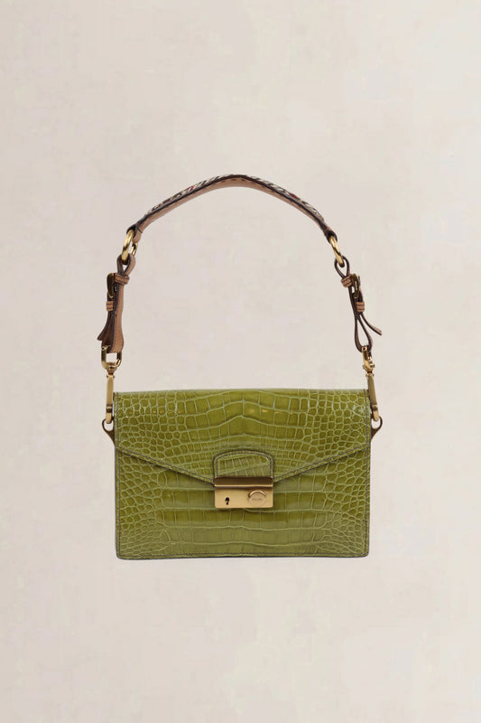 Prada Green Croco Sound Shoulder Bag