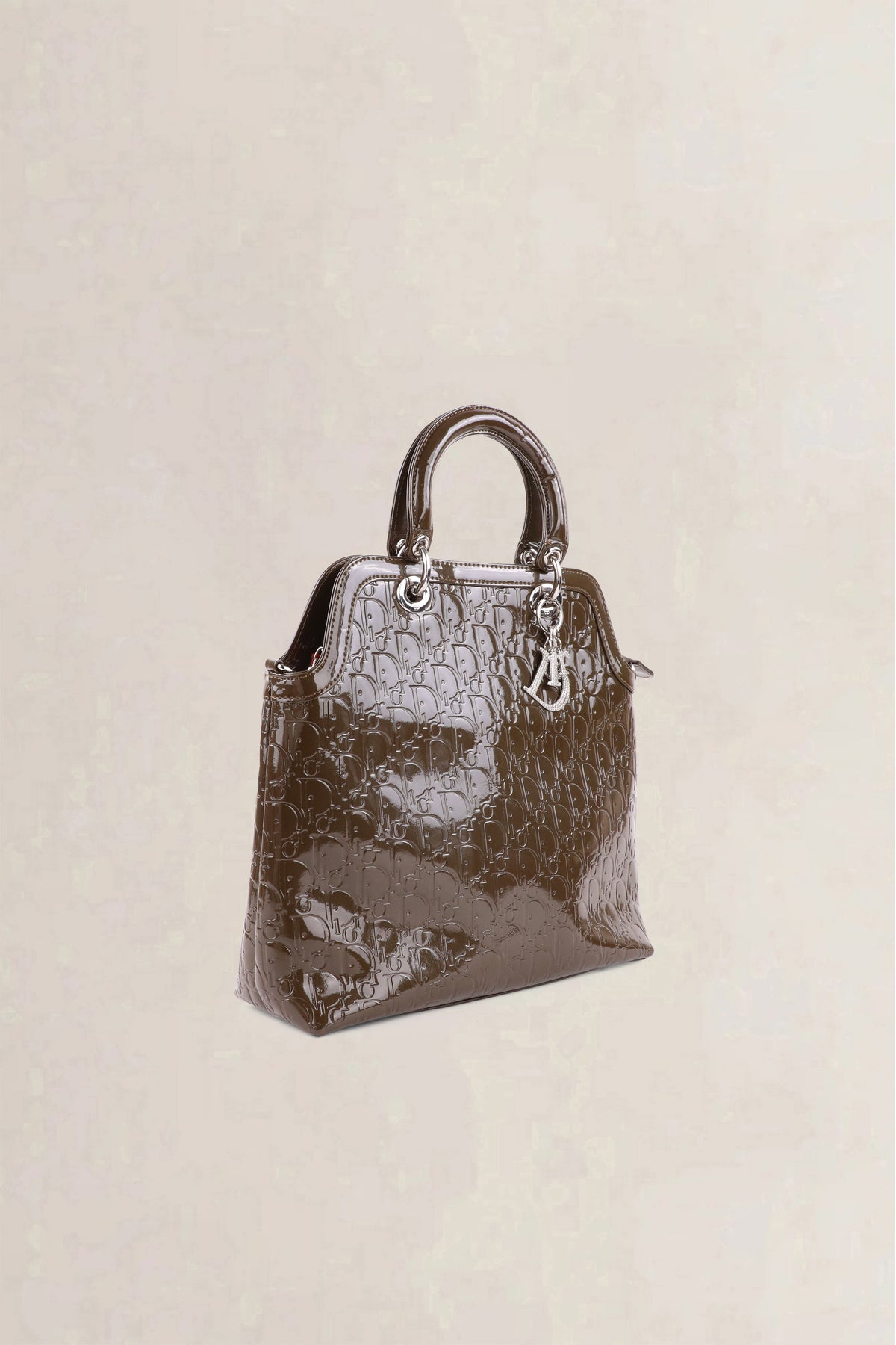 Christian Dior Olive Green Diorissimo Monogram Patent Top Handle Bag