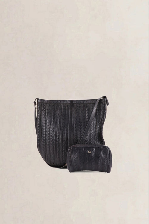 Delvaux Vintage Black Toile de Cuir Bag & Pouch Set