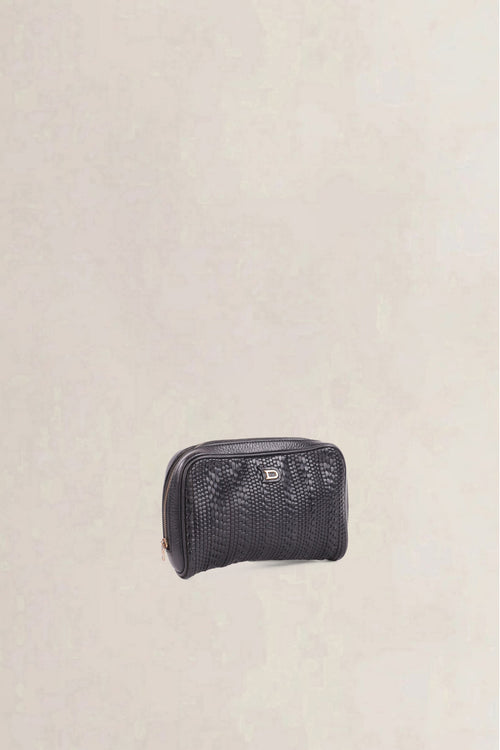 Delvaux Vintage Black Toile de Cuir Bag & Pouch Set
