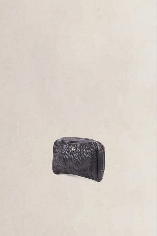 Delvaux Vintage Black Toile de Cuir Bag & Pouch Set