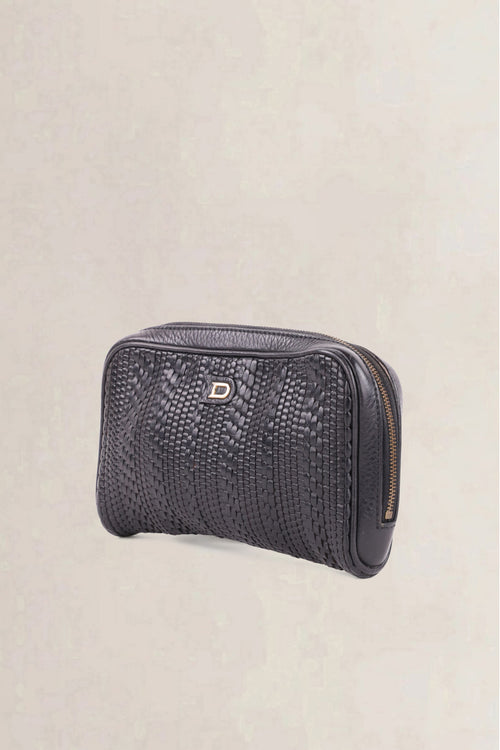 Delvaux Vintage Black Toile de Cuir Bag & Pouch Set