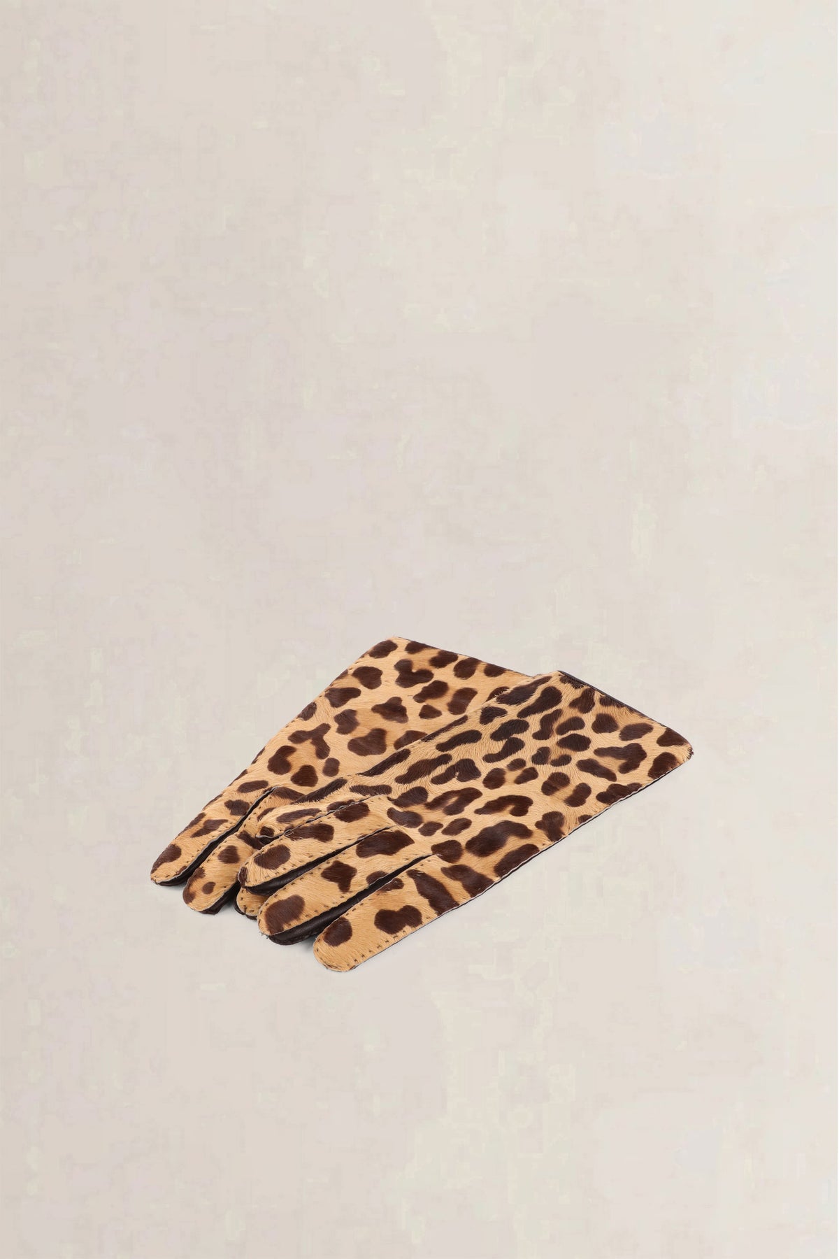 Prada Vintage Brown Leopard Print Ponyhair Gloves