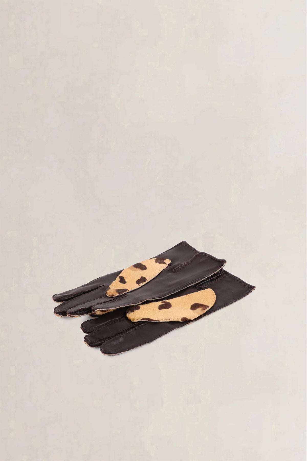 Prada Vintage Brown Leopard Print Ponyhair Gloves