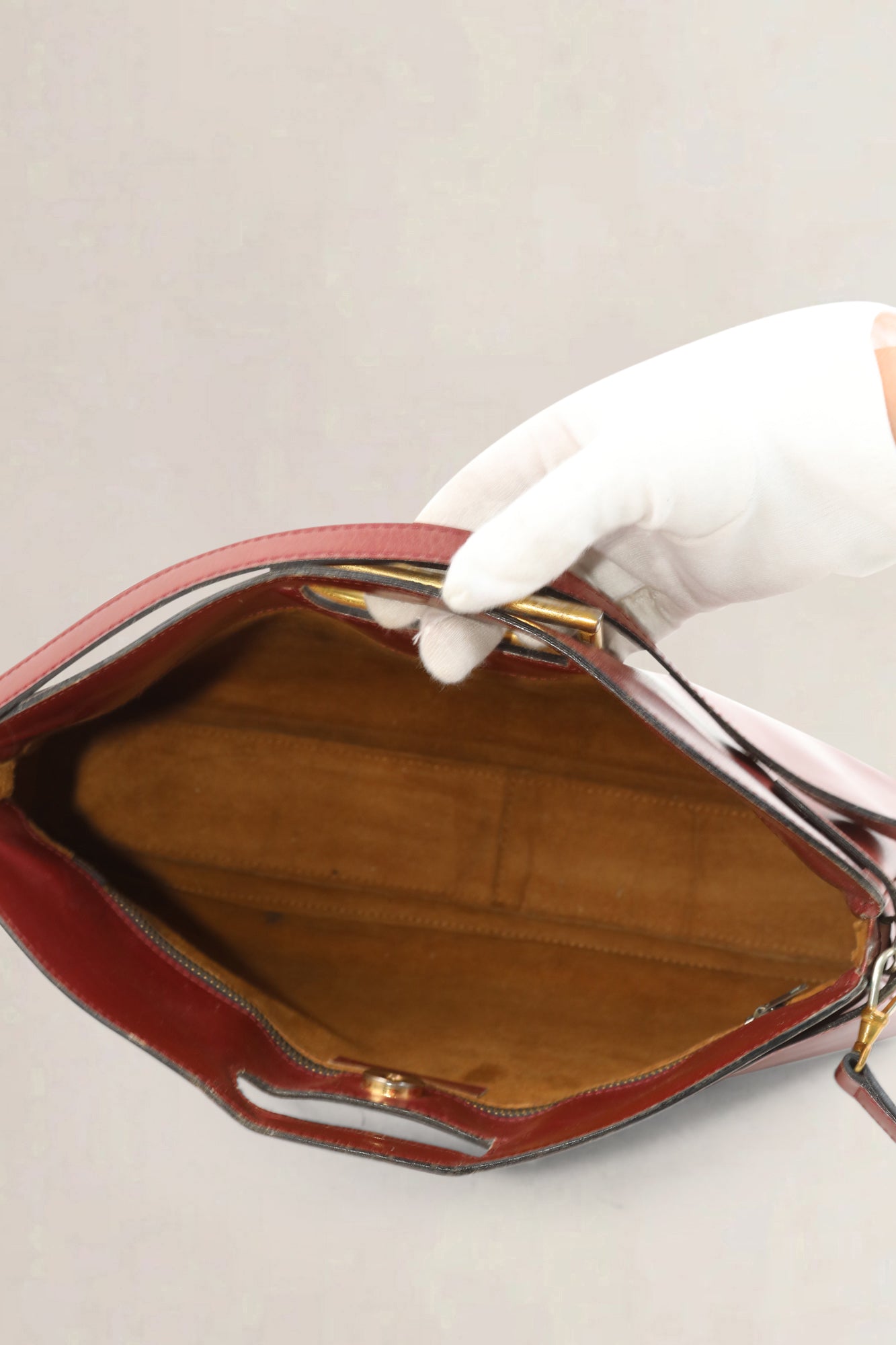 Delvaux Burgundy Box Calf Shoulder Bag