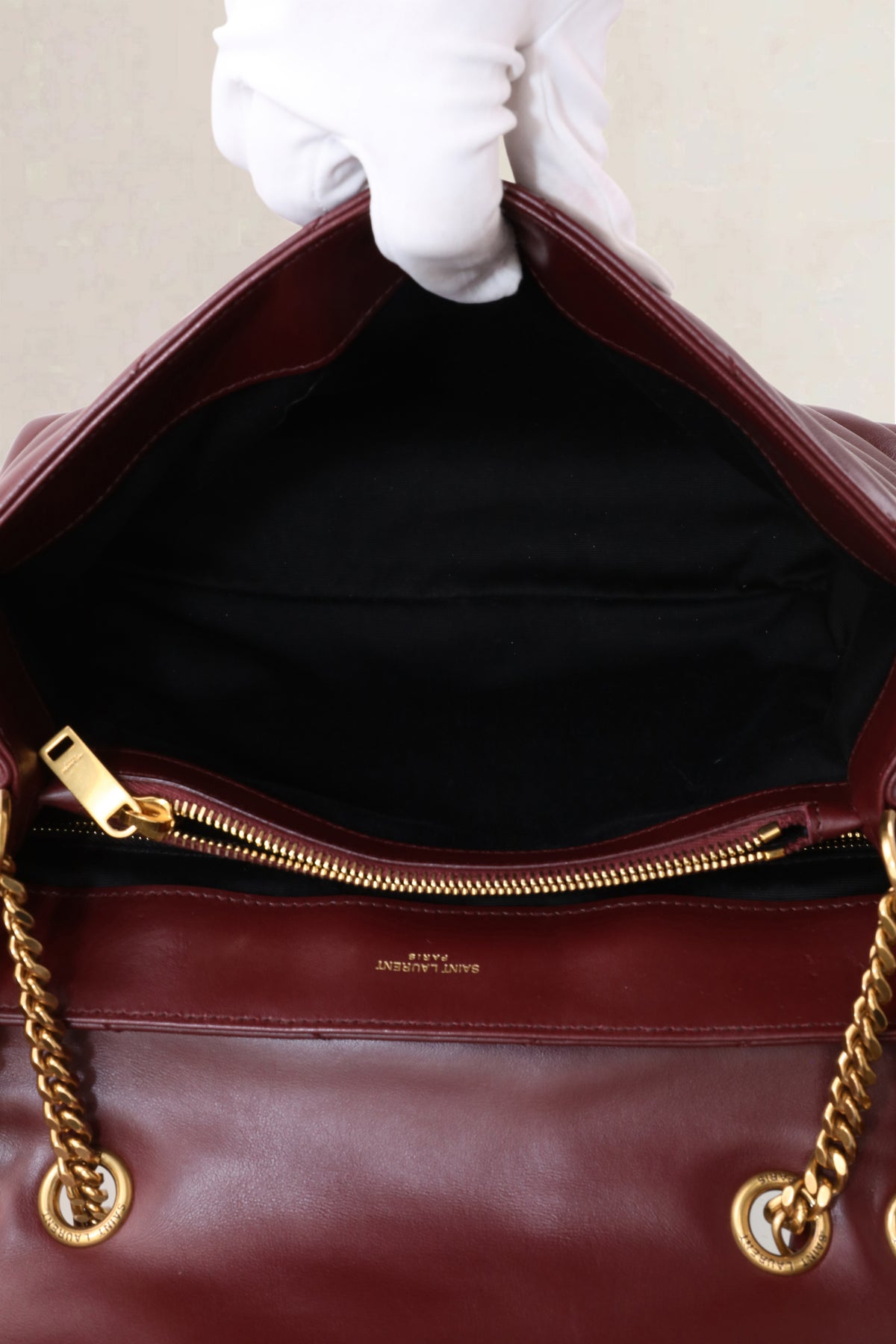 Saint Laurent Burgundy Loulou Medium Calfskin Shoulder Bag