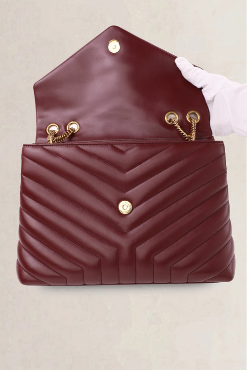 Saint Laurent Burgundy Loulou Medium Calfskin Shoulder Bag