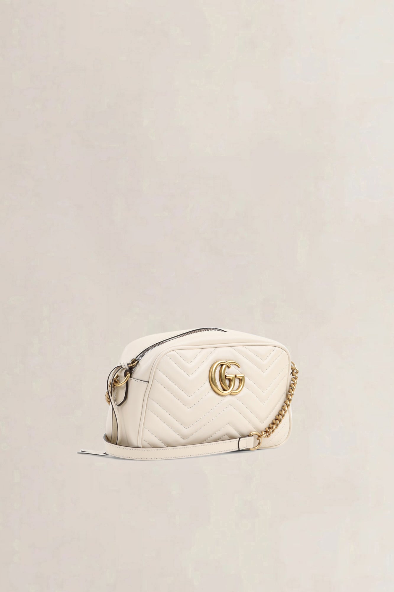 Gucci White Marmont Camera Crossbody Bag