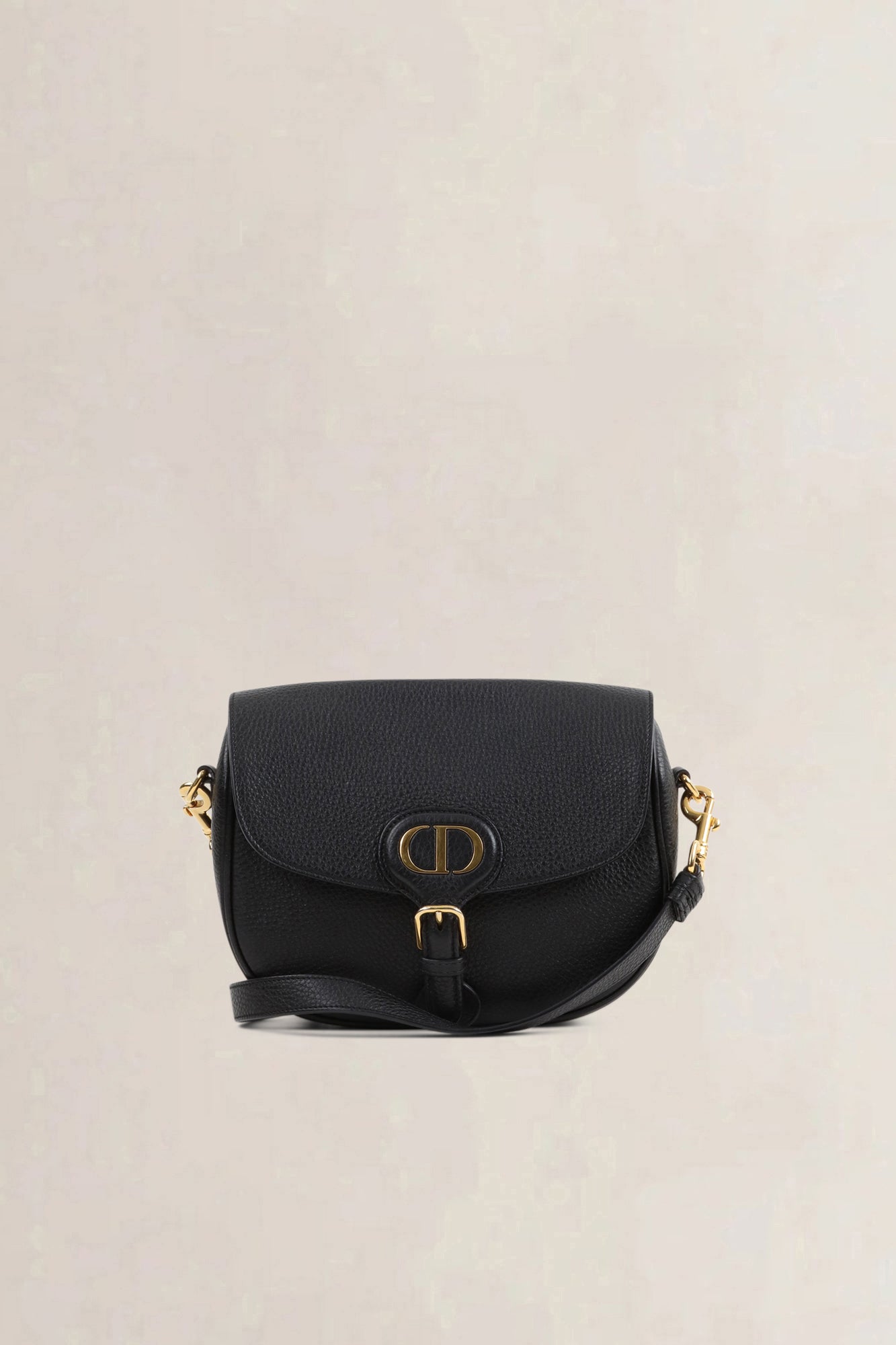 Christian Dior Black Grained Calfskin Bobby Medium Crossbody Bag