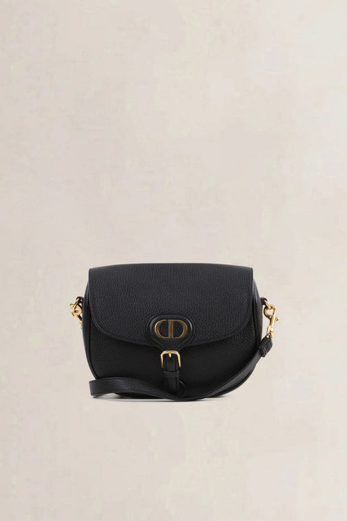 Christian Dior Black Grained Calfskin Bobby Medium Crossbody Bag