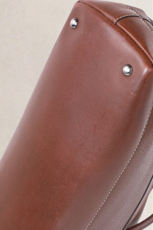 Delvaux Dark Brown Deux Le Dix Top Handle Bag