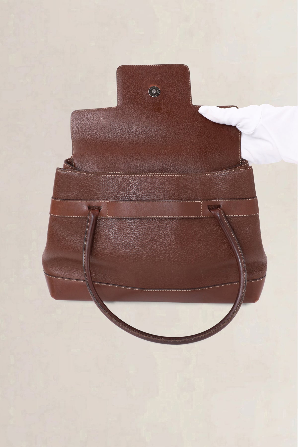 Delvaux Dark Brown Deux Le Dix Top Handle Bag