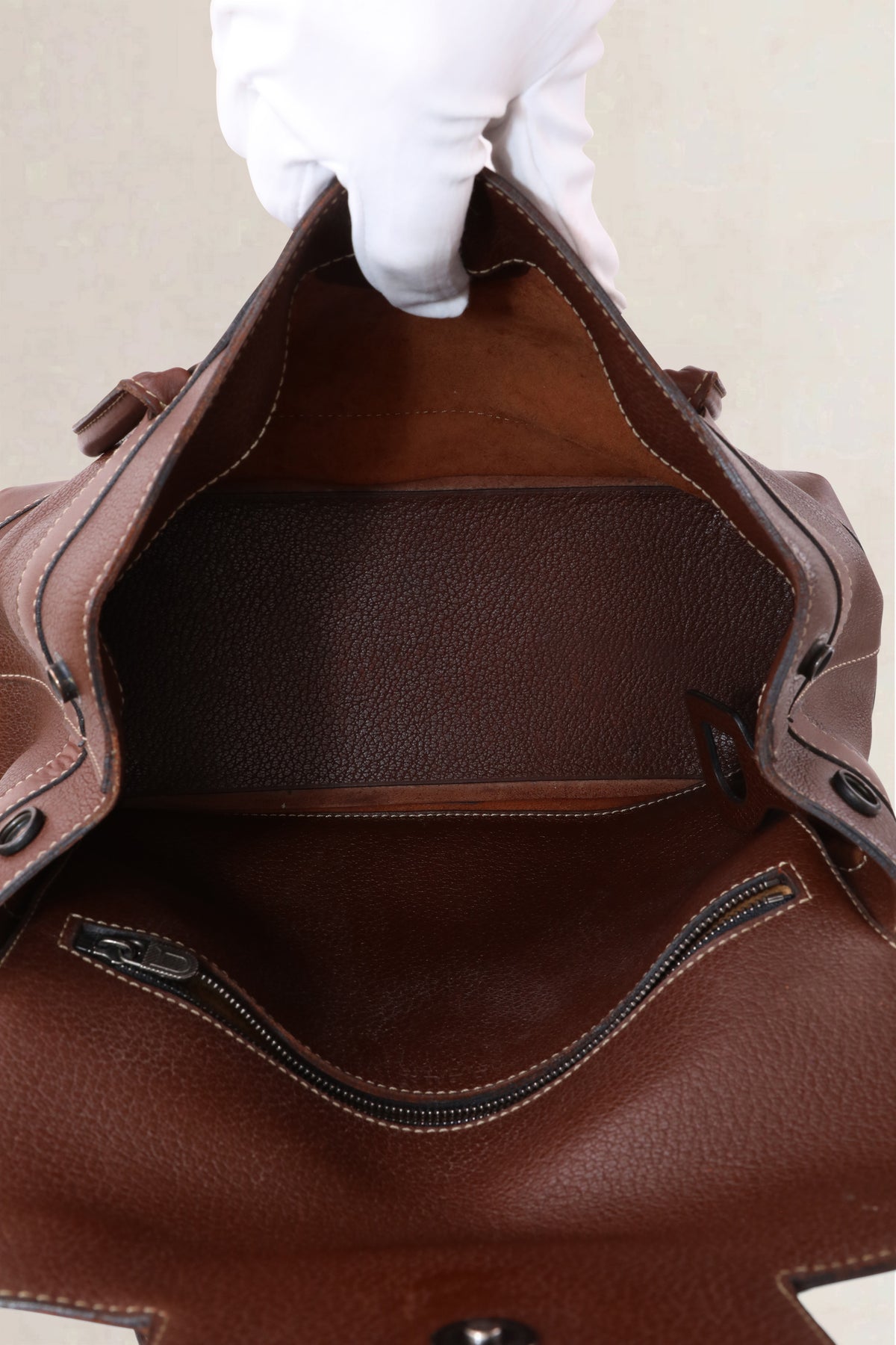 Delvaux Dark Brown Deux Le Dix Top Handle Bag