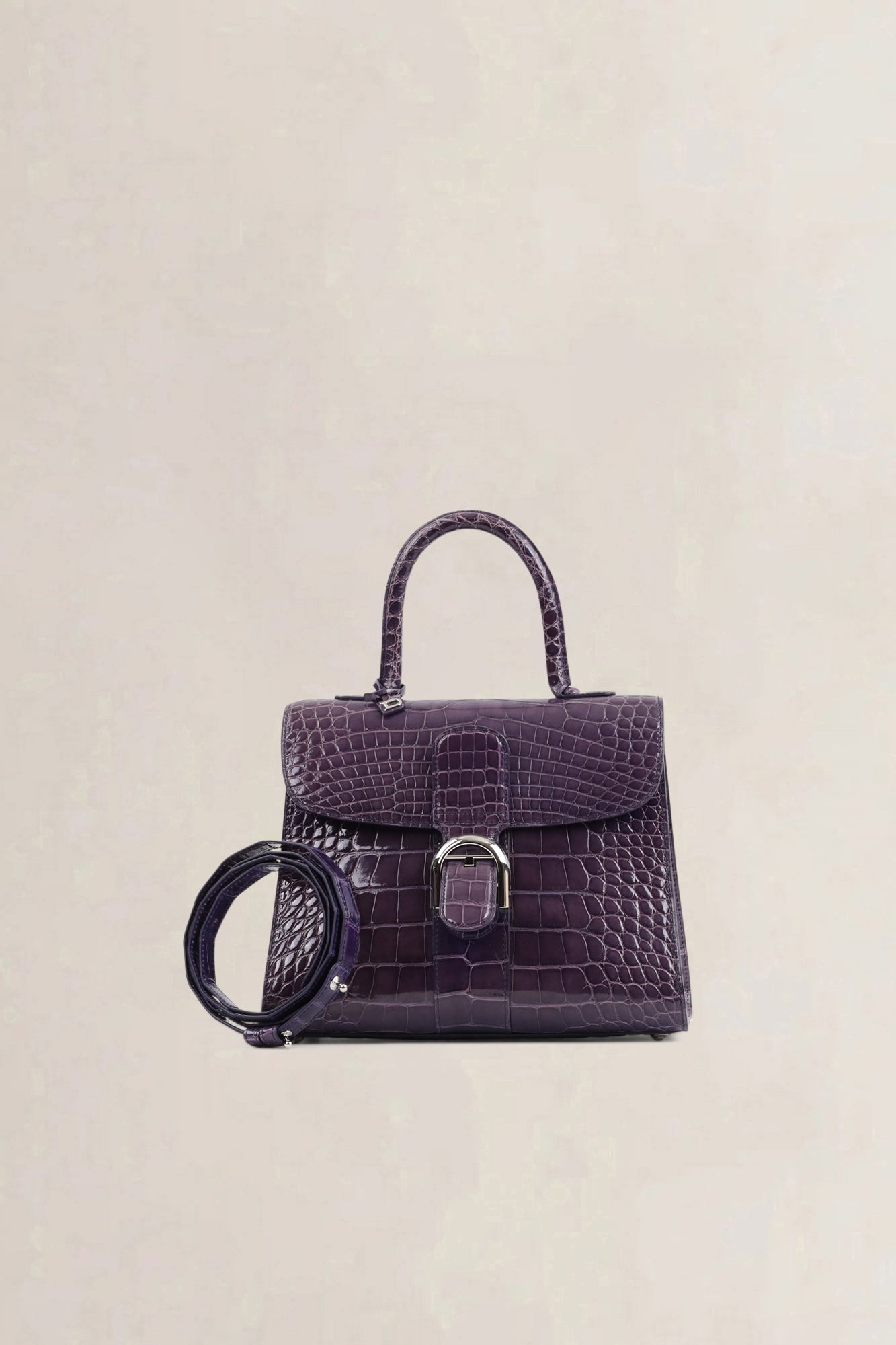 Delvaux Brillant Prune Crocodile MM Crossbody Bag