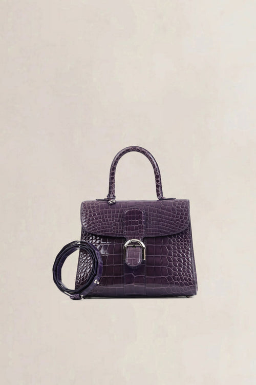 Delvaux Brillant Prune Crocodile MM Crossbody Bag