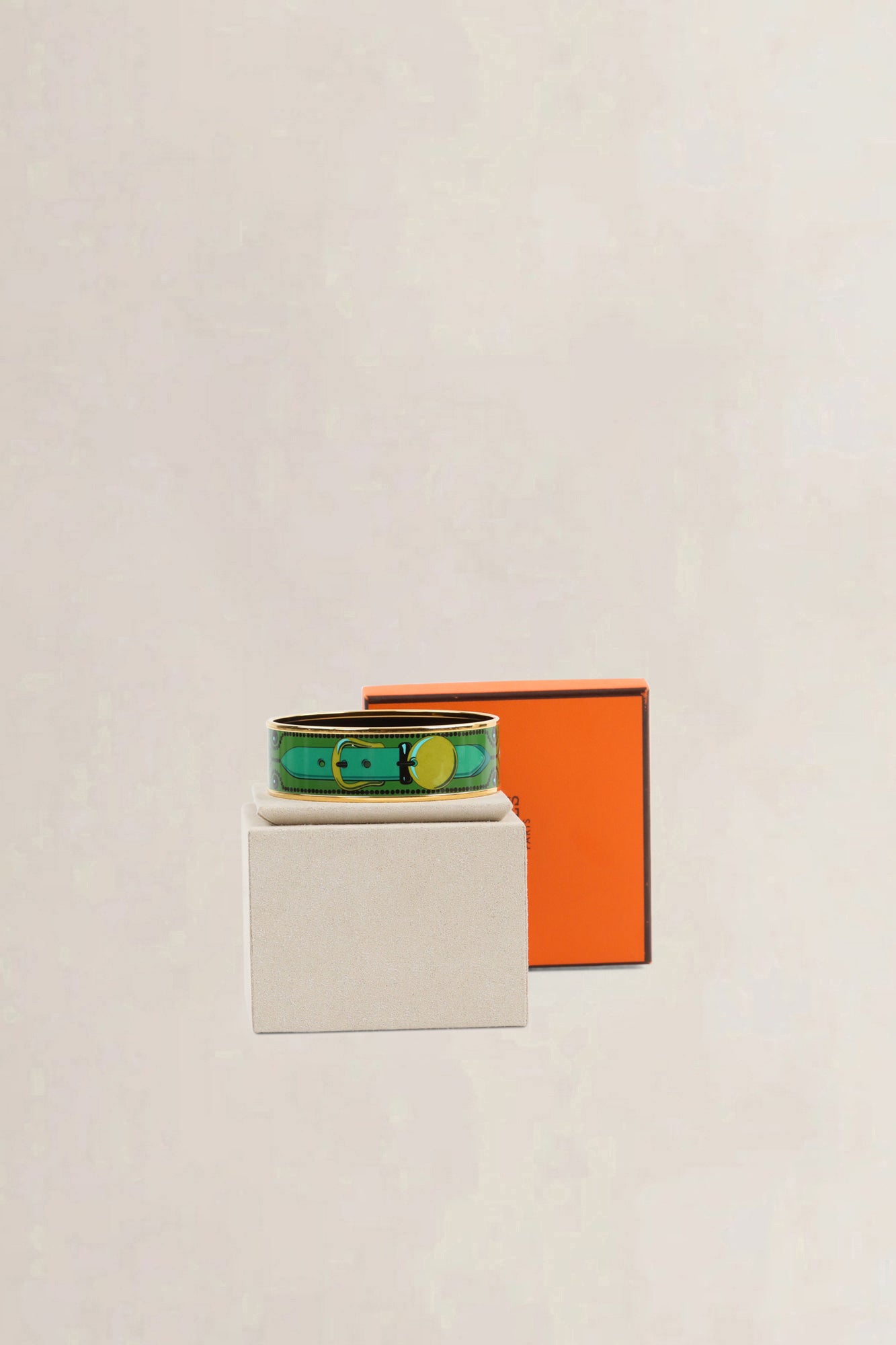 Hermès Green Wide Enamel Bracelet