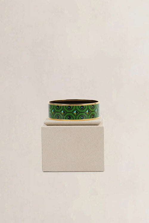 Hermès Green Wide Enamel Bracelet