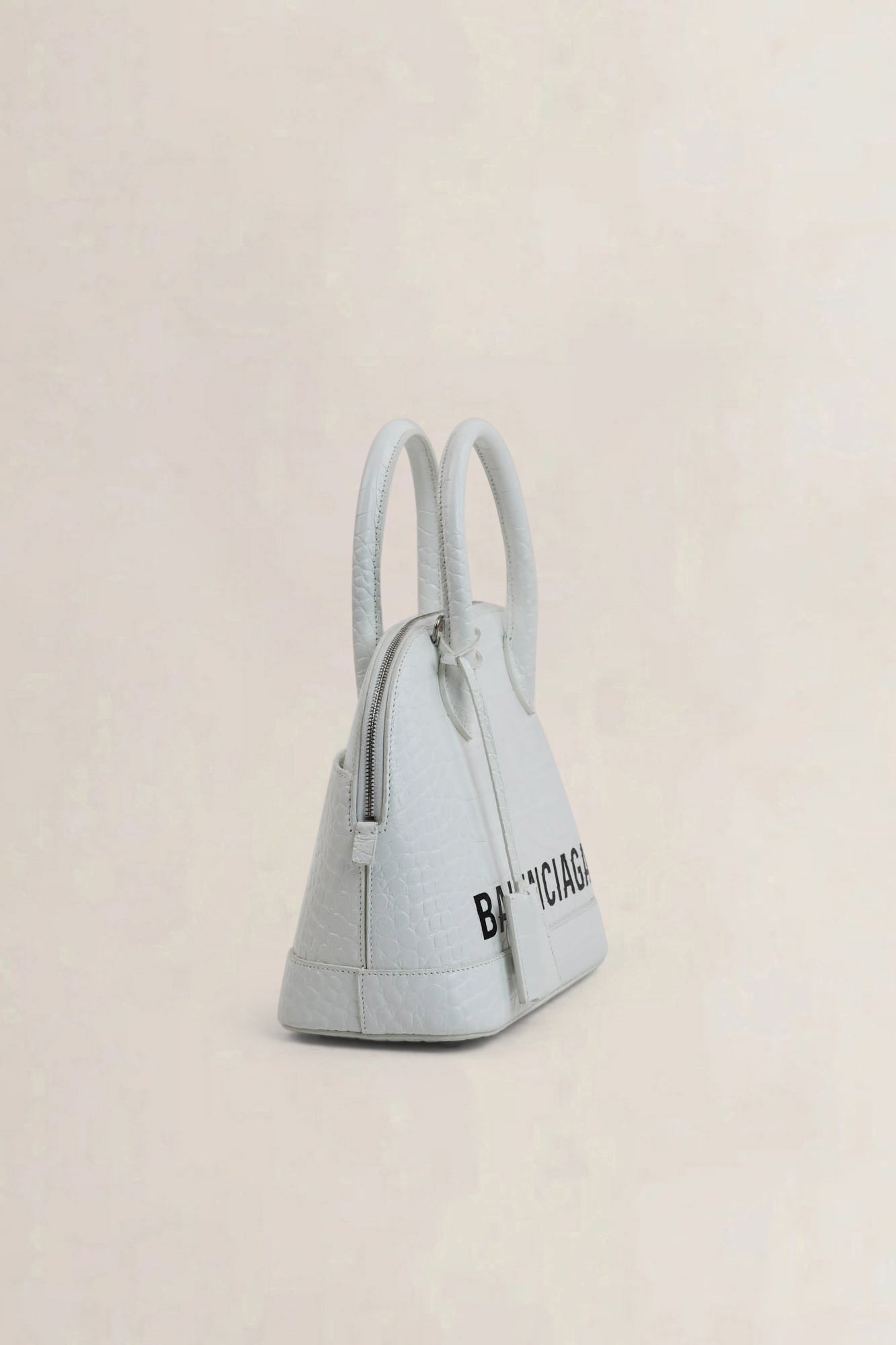 Balenciaga White Croc Embossed Patent Leather Ville Crossbody Bag