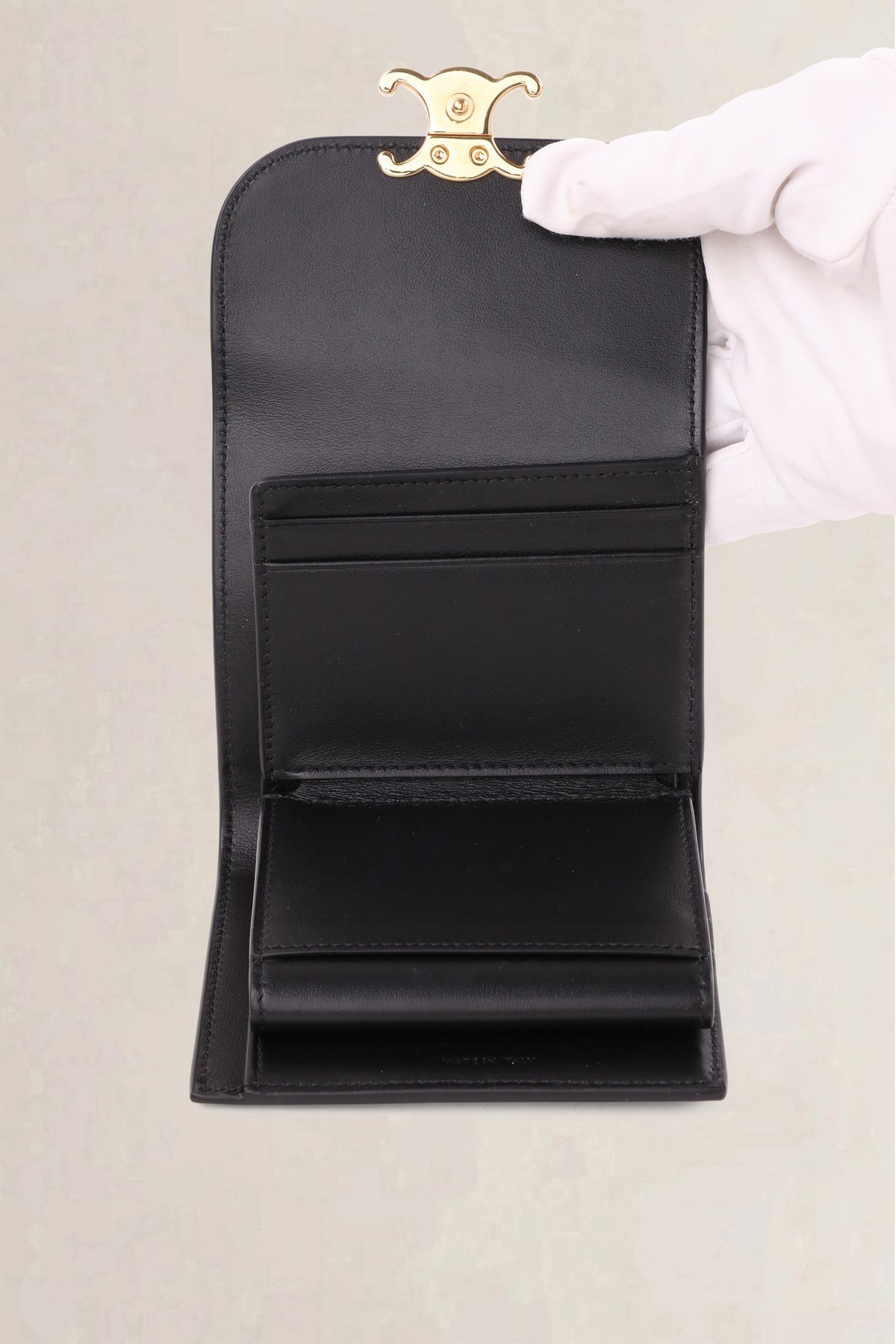 Céline Triomphe Black Trifold Wallet