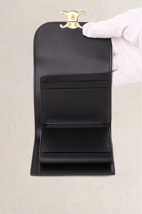 Céline Triomphe Black Trifold Wallet