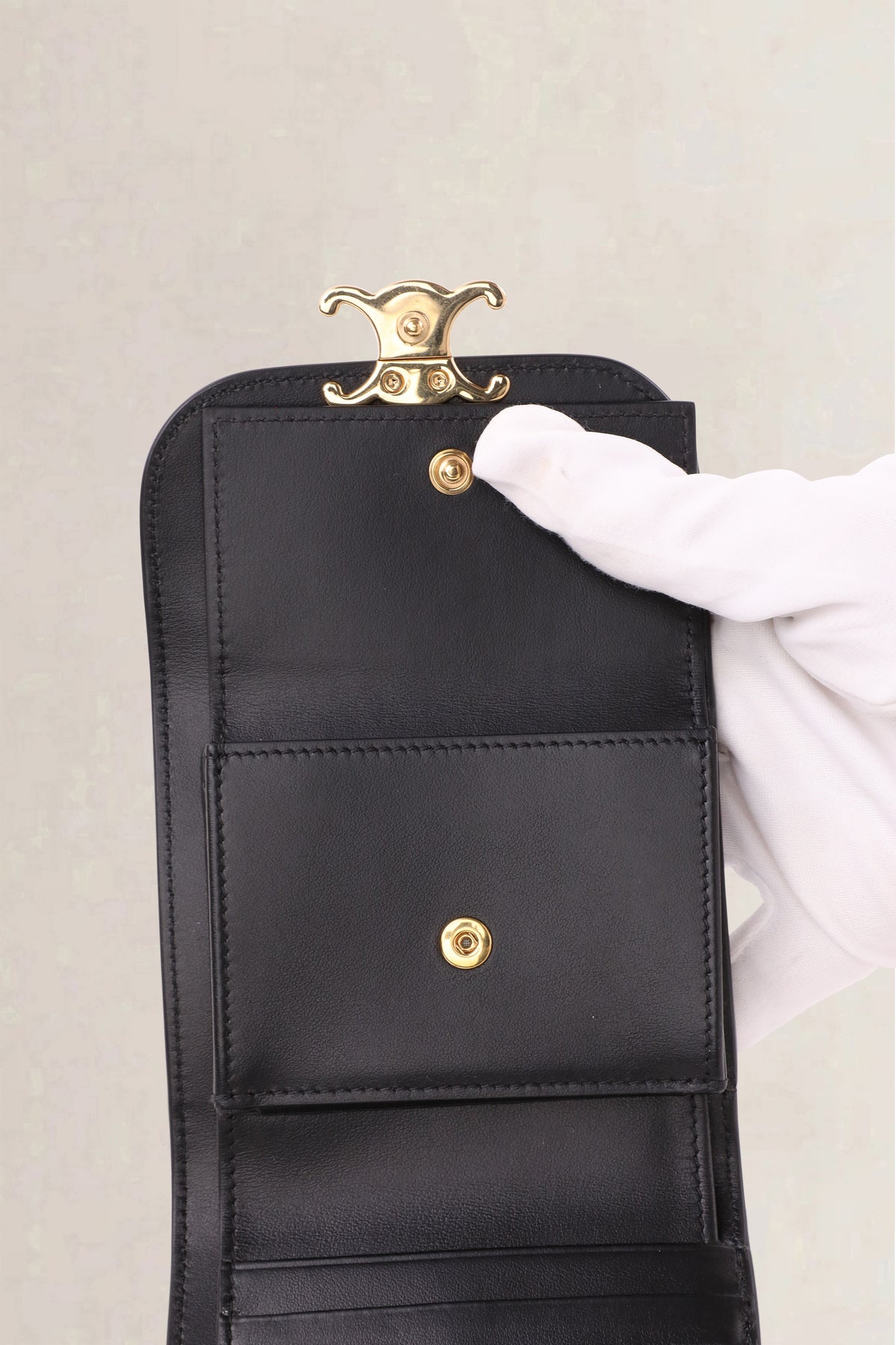 Céline Triomphe Black Trifold Wallet