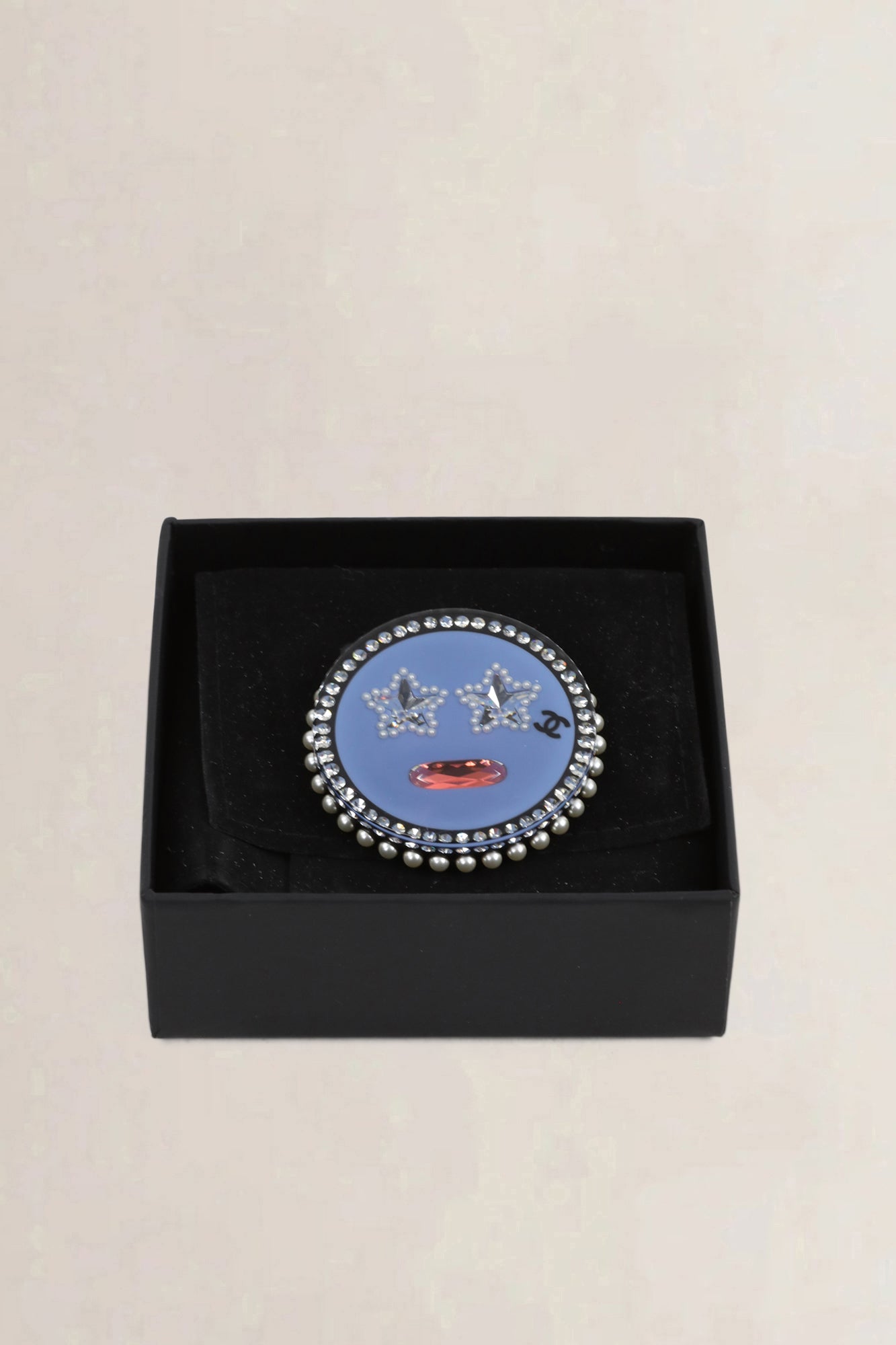 Chanel Blue Emoji Brooch