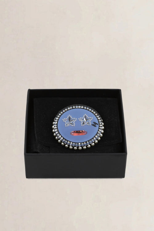 Chanel Blue Emoji Brooch