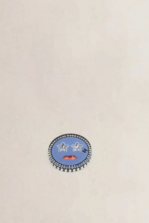 Chanel Blue Emoji Brooch