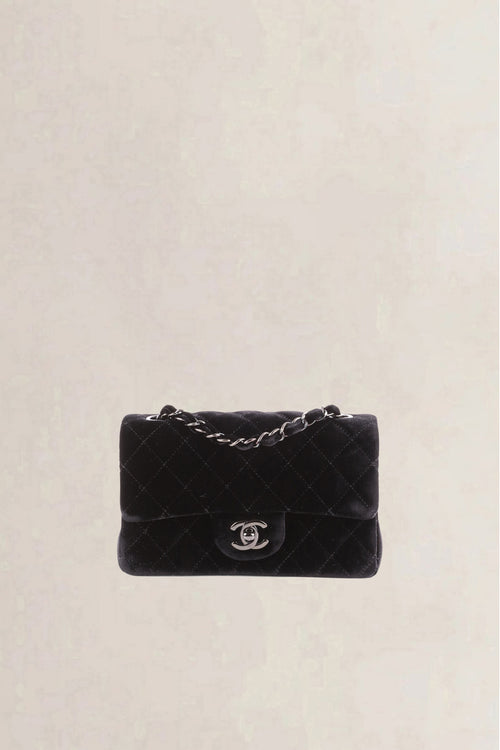 Chanel Black Quilted Velvet Wallet on Chain