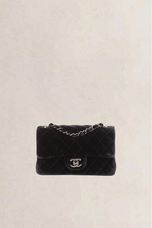 Chanel Black Quilted Velvet Wallet on Chain