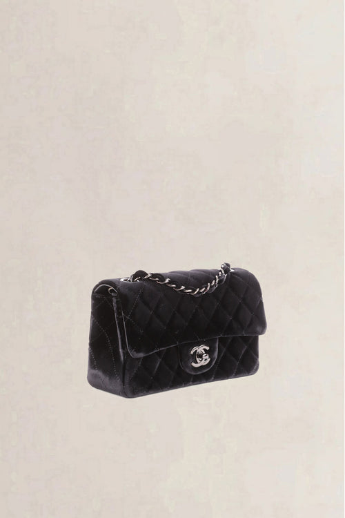 Chanel Black Quilted Velvet Wallet on Chain