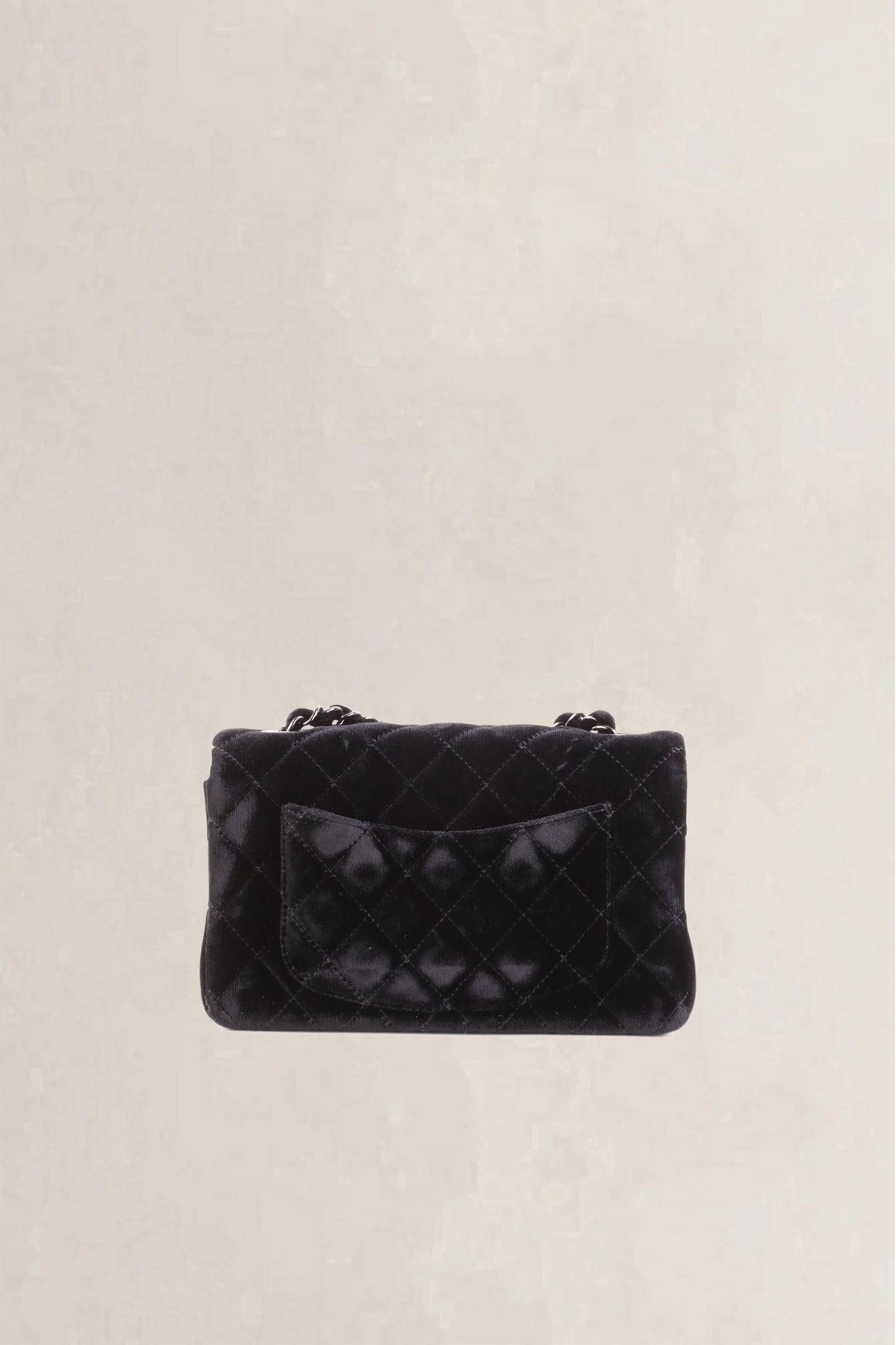 Chanel Black Quilted Velvet Wallet on Chain