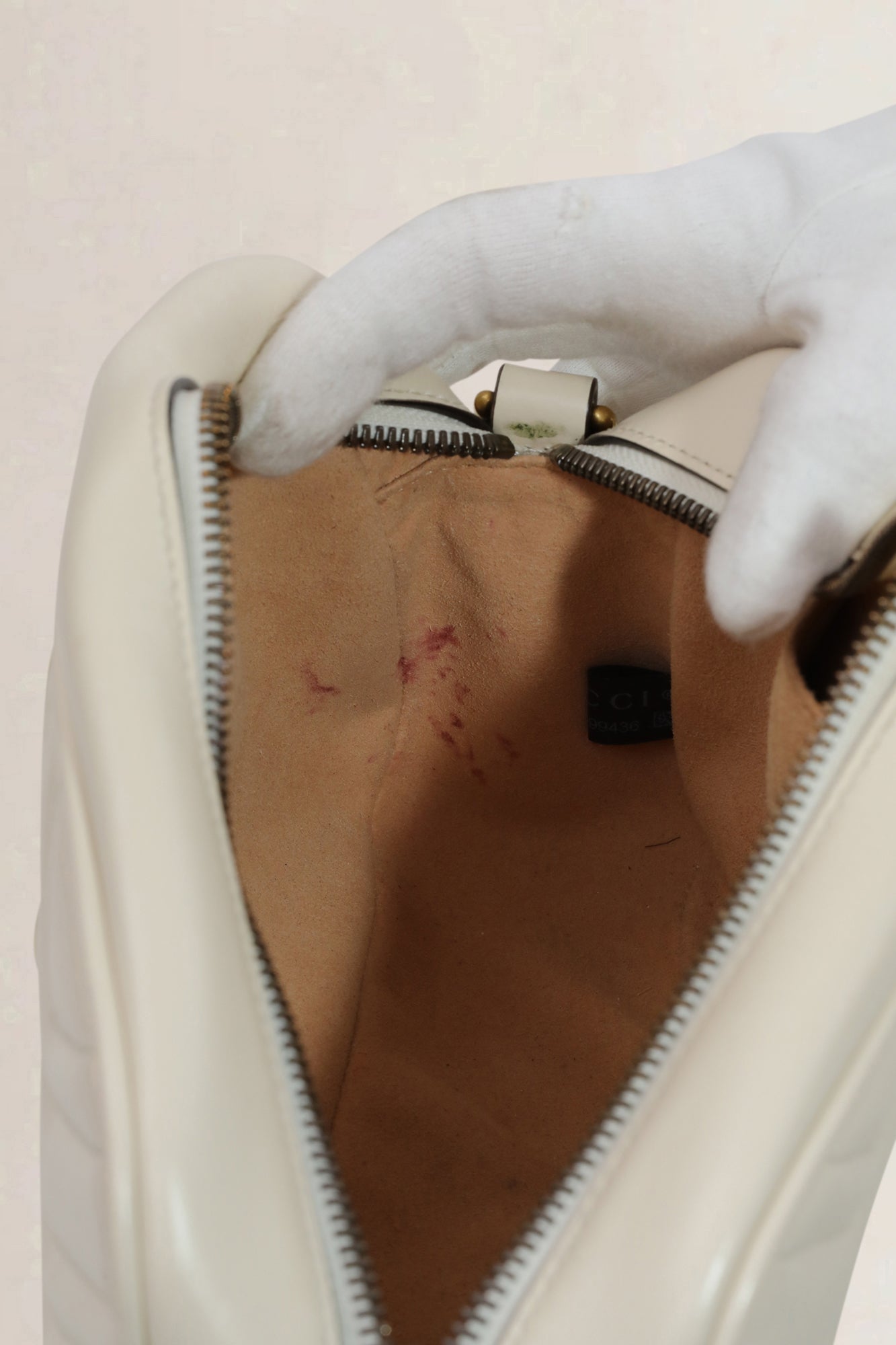 Gucci White Marmont Camera Crossbody Bag