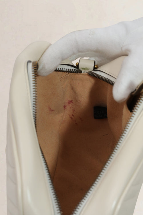 Gucci White Marmont Camera Crossbody Bag