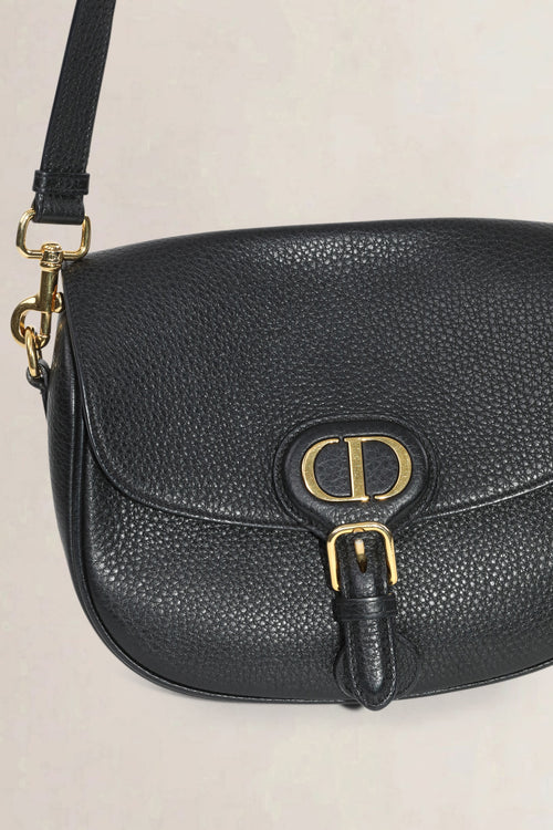 Christian Dior Black Grained Calfskin Bobby Medium Crossbody Bag